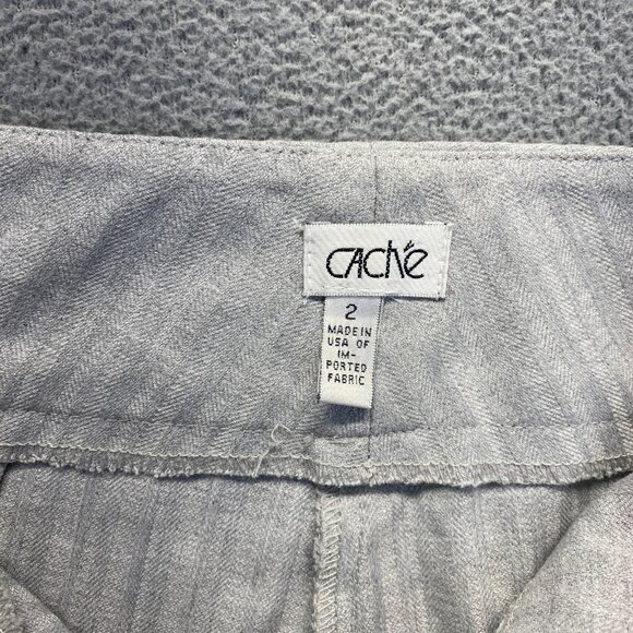 CACHE Women's Gray Stripe Wide Leg Dress Pants Size 2,Stretch,Zipp.USA - Picture 3 of 10